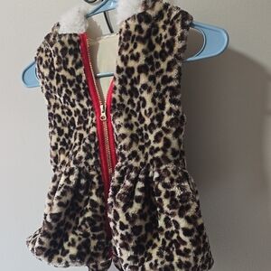 Little Lass Leopard Print Vest with Red Zipper